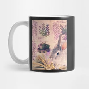 Rabbit, medieval inspired art, Magic, books, plants Mug